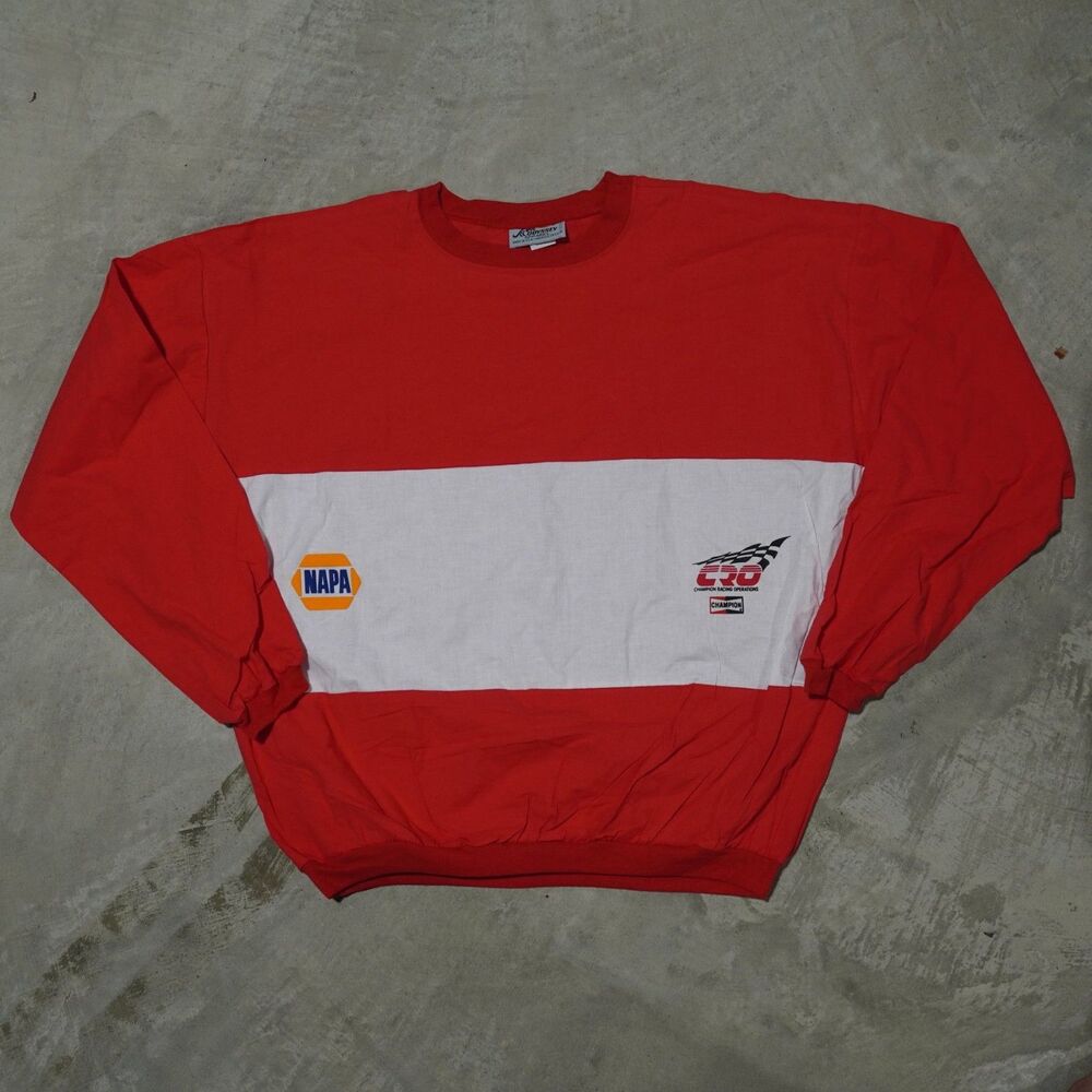 90s NAPA Racing Long Sleeve Tee Mens XL Red Color Block Champion CRO Made USA